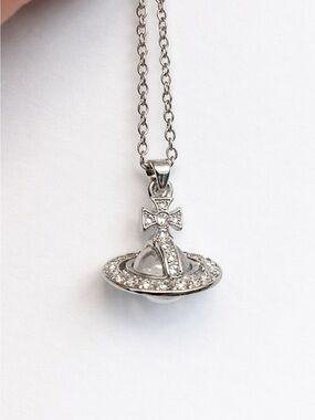 Vivienne Westwood Silver Crystal Orb & Cross Pendant Necklace